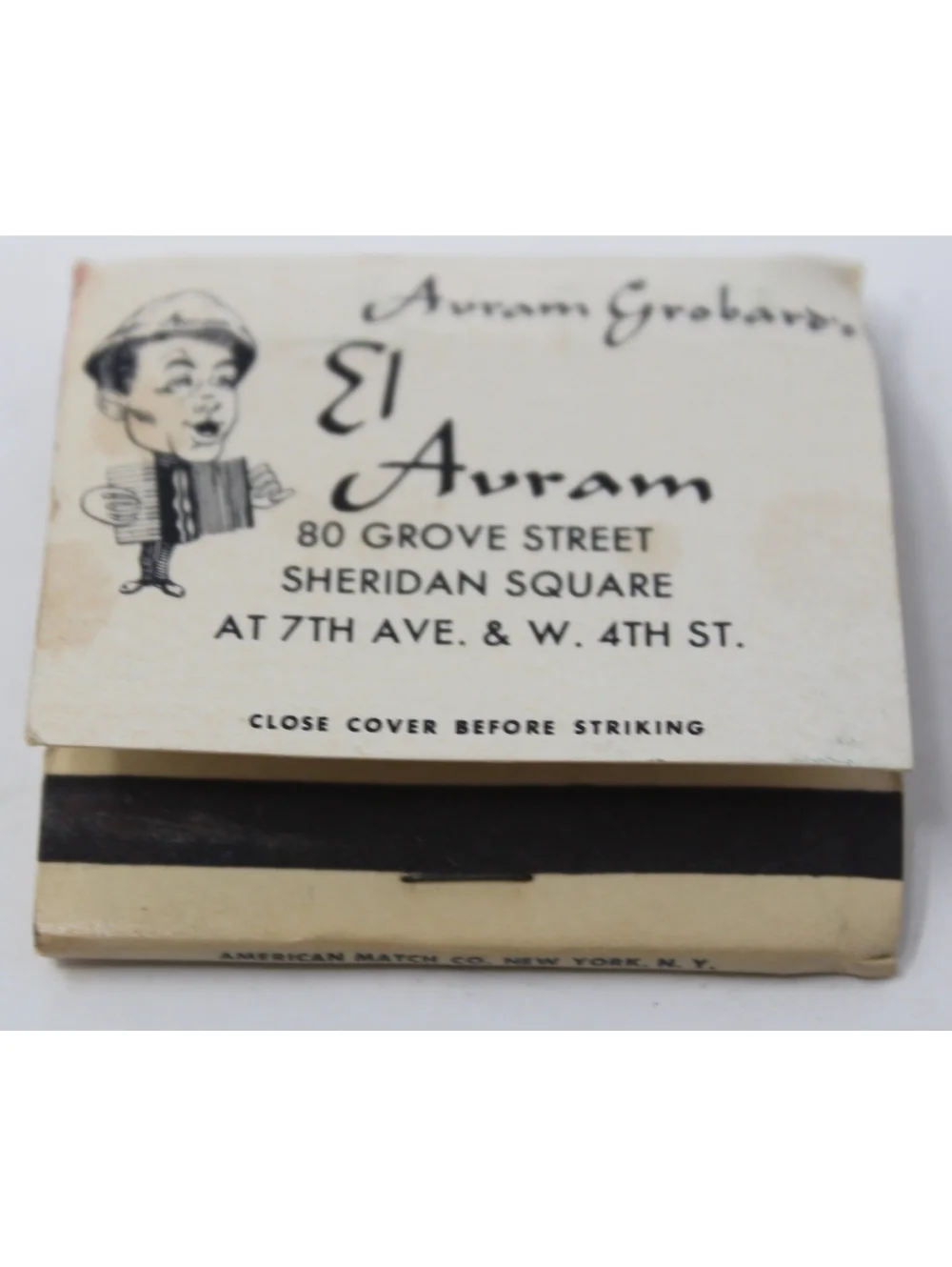 Vintage 60s Matchbook Avram Grobard's El Avram New York Mediterranean Night Club